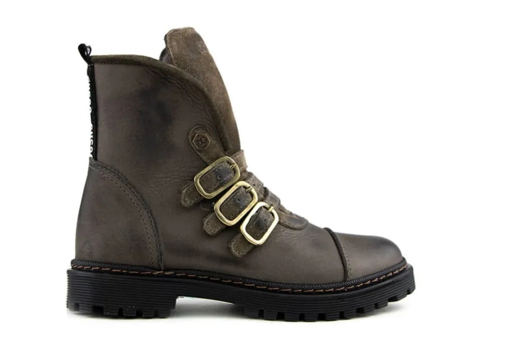 Veterboots En Bikerboots^GIGA Bikerboots Taupe Riempjes