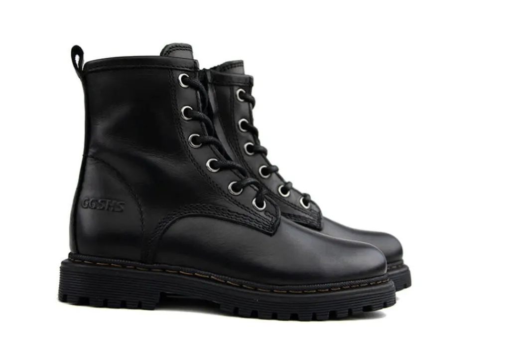 Veterboots En Bikerboots^GIGA Veterboot Liz Nero Crust