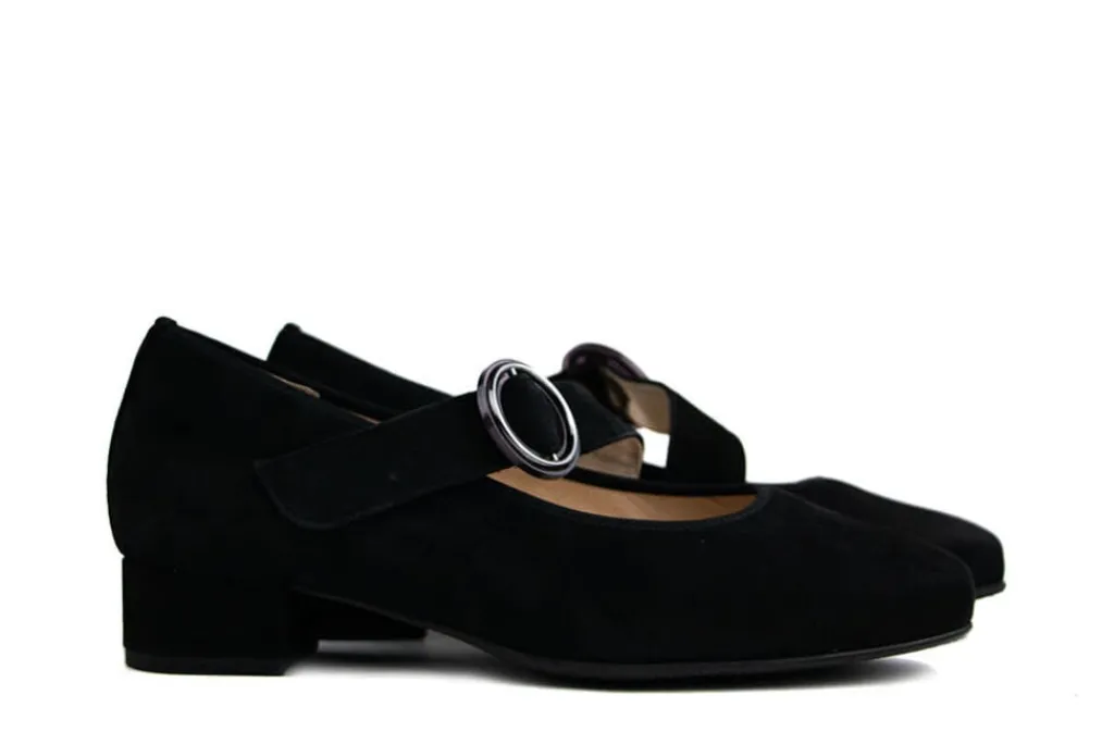Pumps | Wijdte K^Hassia Bandschoen Schwarz Suede