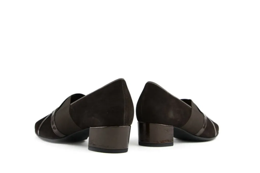 Pumps | Wijdte J^Hassia Pumps Donkebruin Suede Shinylack