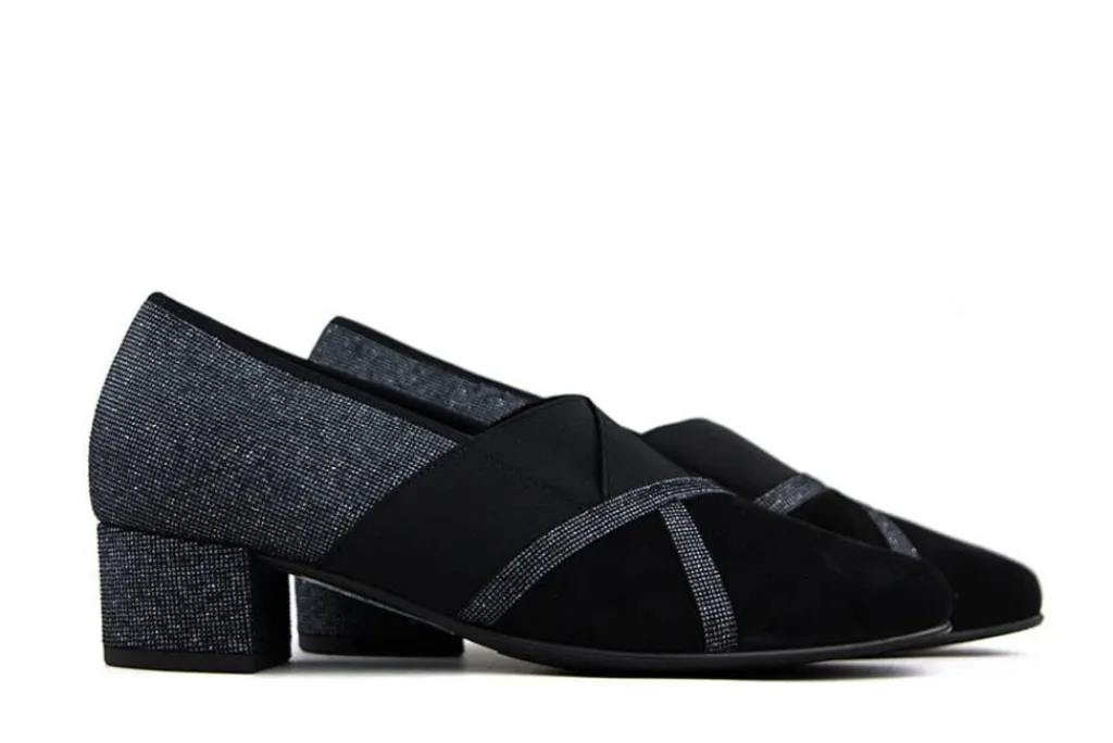 Pumps | Wijdte J^Hassia Pumps Zwart Suede Glitter J-leest