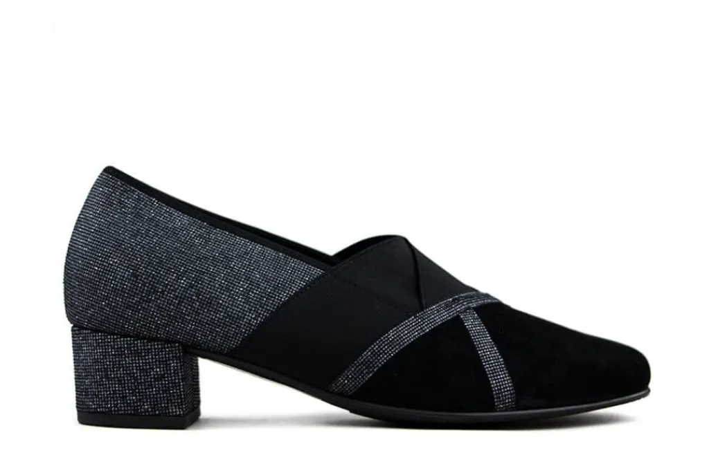Pumps | Wijdte J^Hassia Pumps Zwart Suede Glitter J-leest
