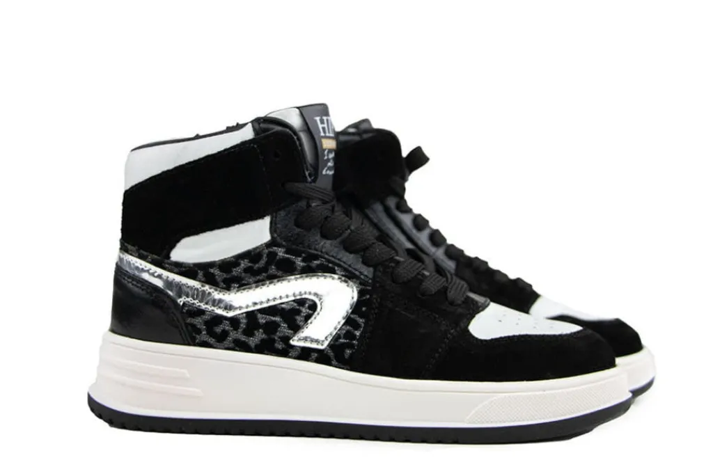 Sneakers^HIP Hoge Sneaker Donkerzilver Combi