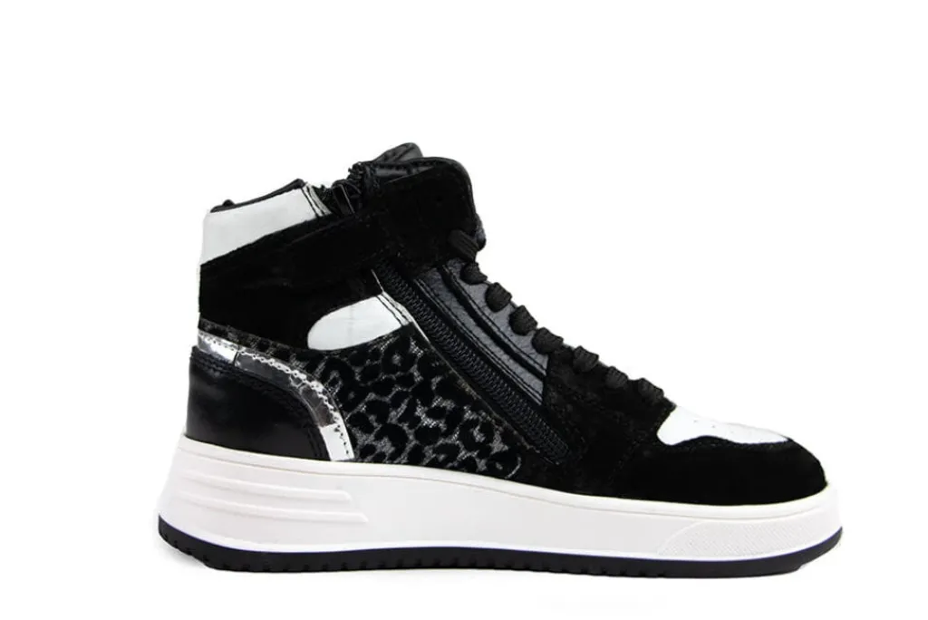 Sneakers^HIP Hoge Sneaker Donkerzilver Combi