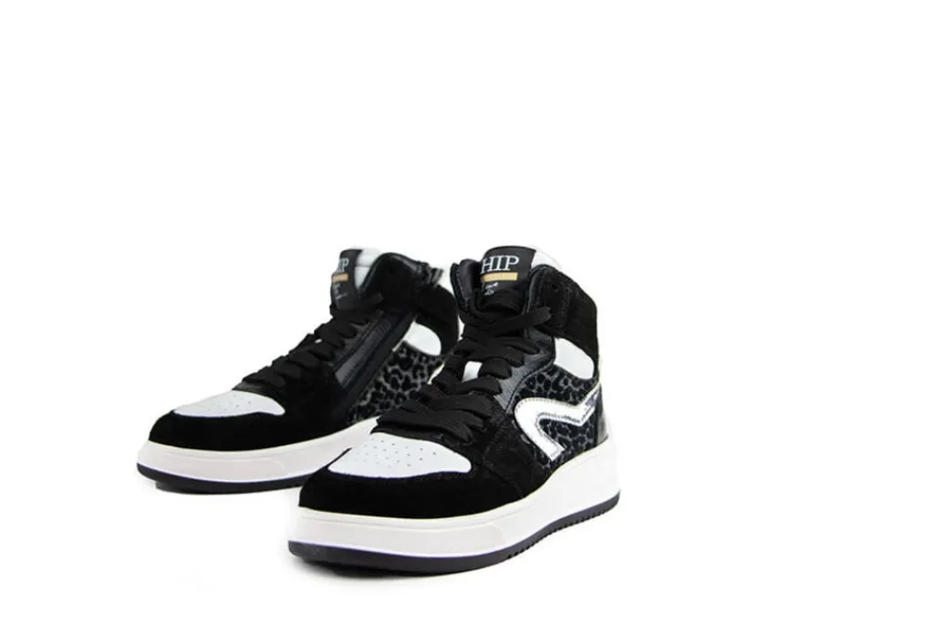Sneakers^HIP Hoge Sneaker Donkerzilver Combi