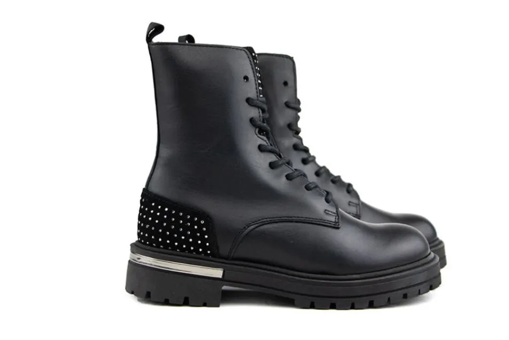 Laarzen^HIP Veterboot Studs Zwart Combi
