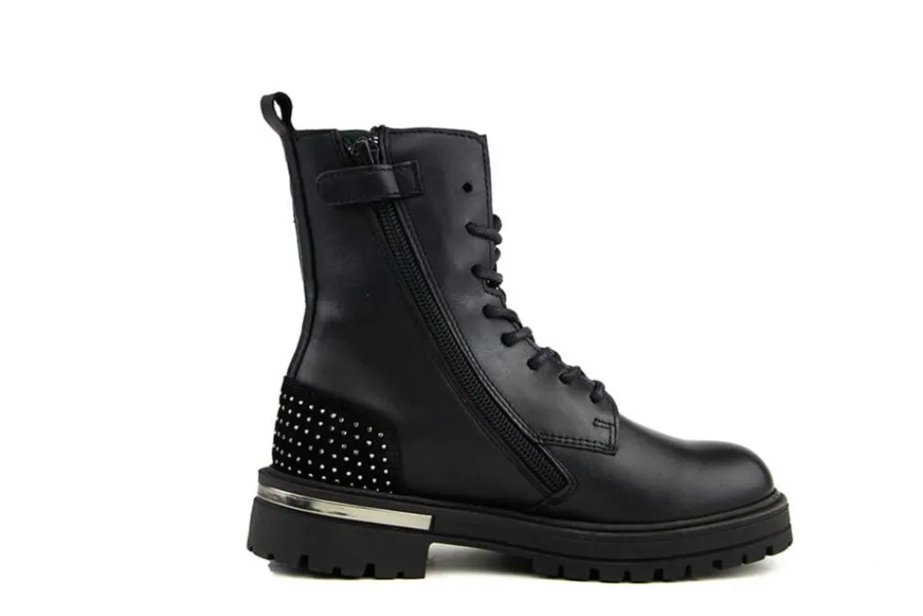 Laarzen^HIP Veterboot Studs Zwart Combi