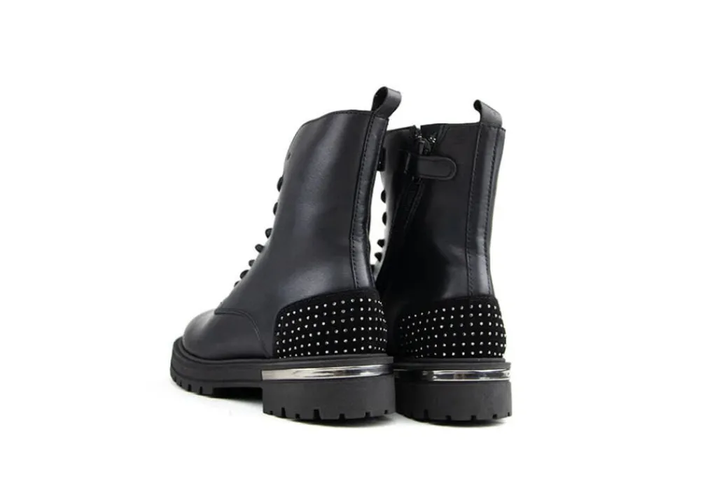 Laarzen^HIP Veterboot Studs Zwart Combi
