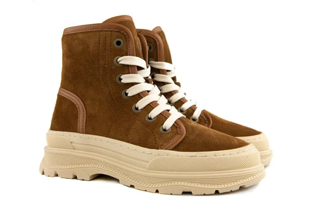Veterboots En Bikerboots^HIP Veterboots Bruin Suède