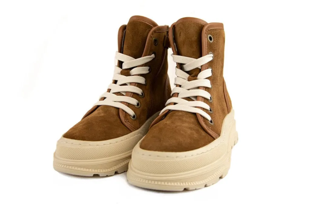 Veterboots En Bikerboots^HIP Veterboots Bruin Suède