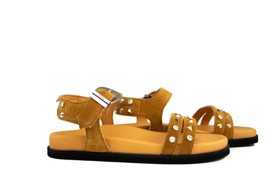 Sandalen | Sandalen En Slippers^IQÔNIC IQONIC Sandaal Lyon 3 Camel Studs