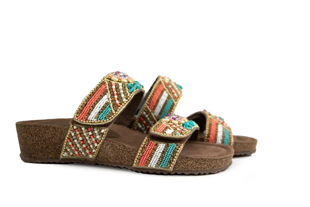 Slippers | Sandalen En Slippers^Lazamani Beads Two Strap Mules Wedge Multi