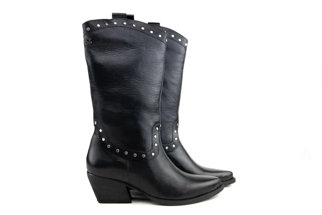 Laarzen^Lazamani Mid High Western Boot Studs Black
