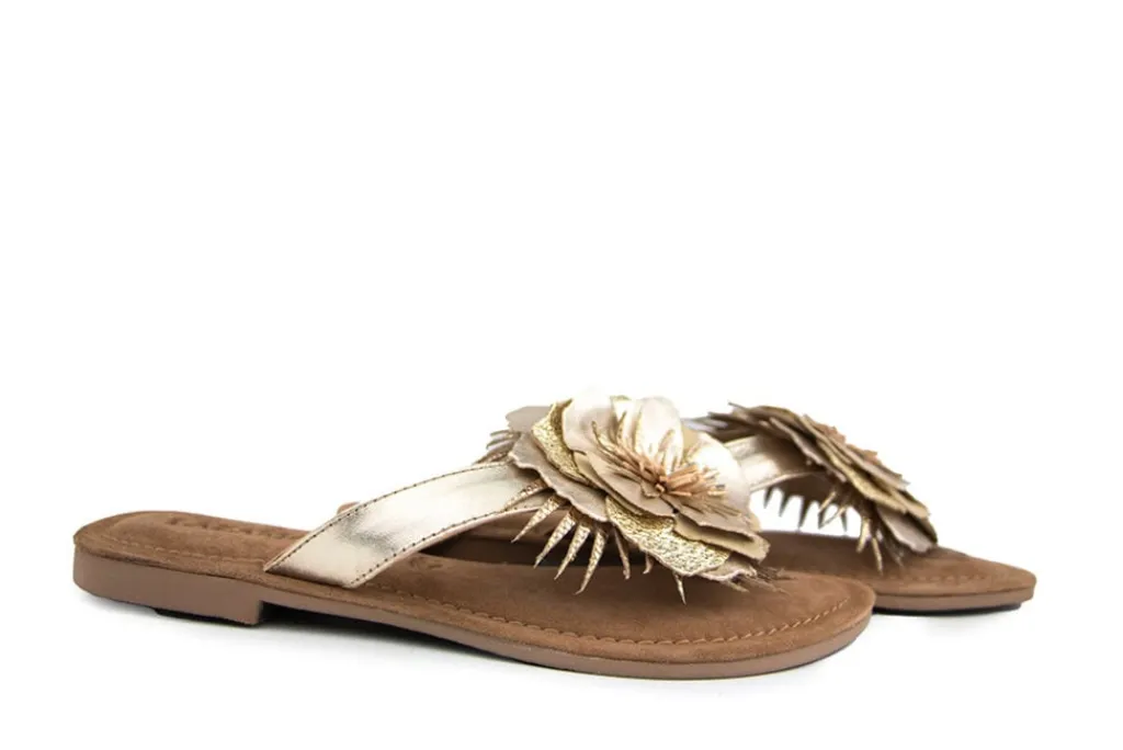 Sandalen En Slippers^Lazamani Slipper Flower Goud Metallic
