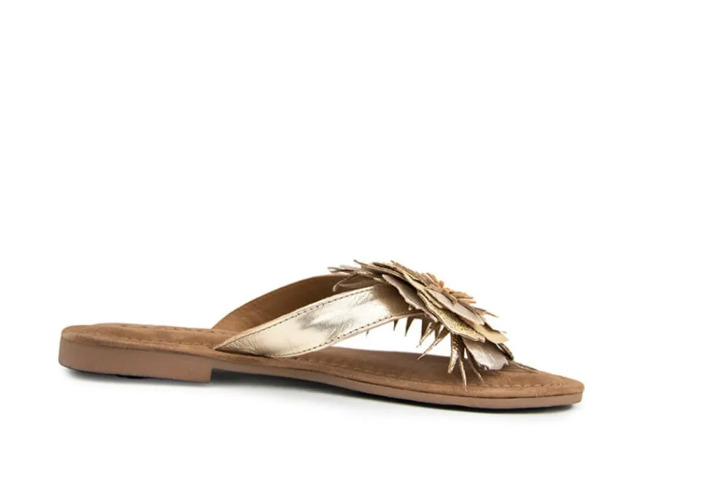 Sandalen En Slippers^Lazamani Slipper Flower Goud Metallic