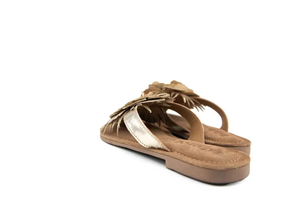 Sandalen En Slippers^Lazamani Slipper Flower Goud Metallic