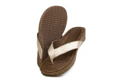 Slippers | Sandalen En Slippers^Lazamani Toe Post Slippers Weave Wedge Gold