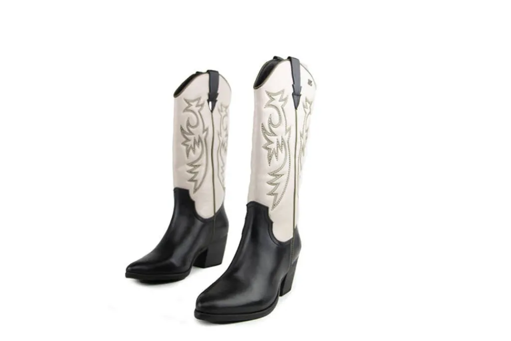 Laarzen^Lazamani Western Boots Offwhite Black