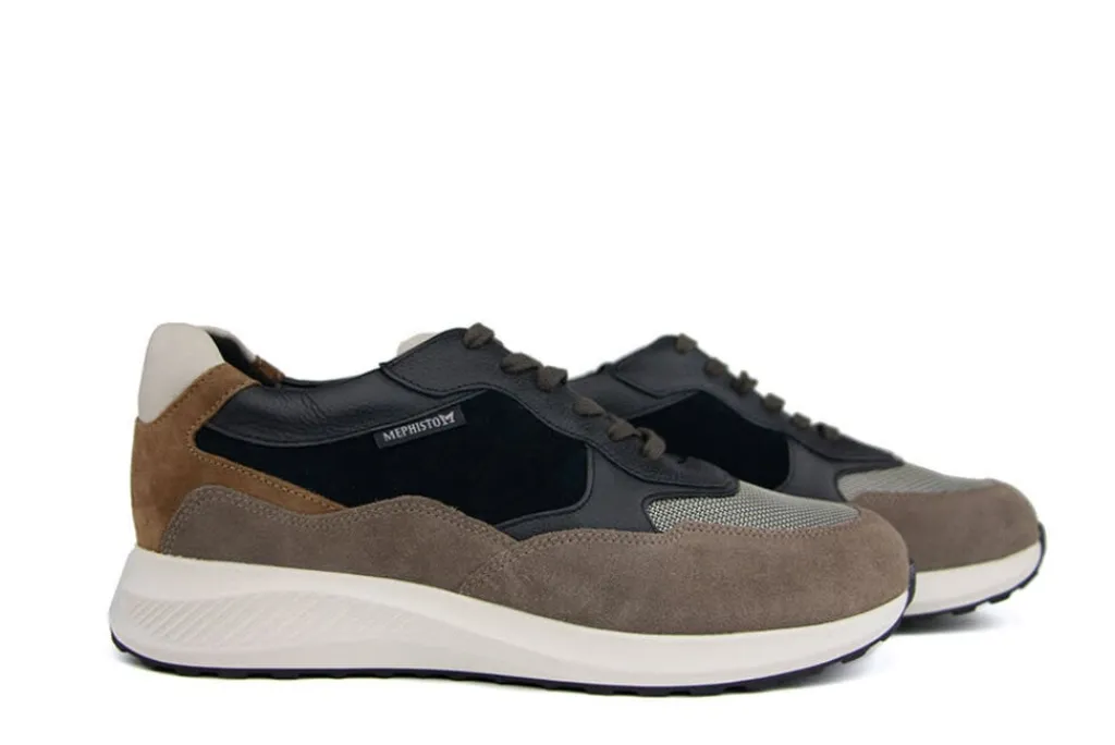 Sneakers^Mephisto Sneaker Driss Warm Grey Blue Combi