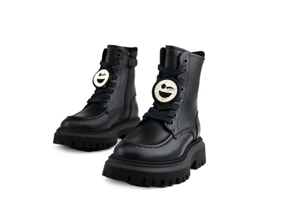 Veterboots En Bikerboots^Nubikk Fae Bobbi JR Black Leather