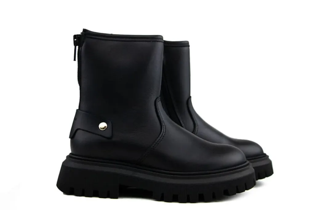 Veterboots En Bikerboots^Nubikk Fae Leva Fur JR Black Leather