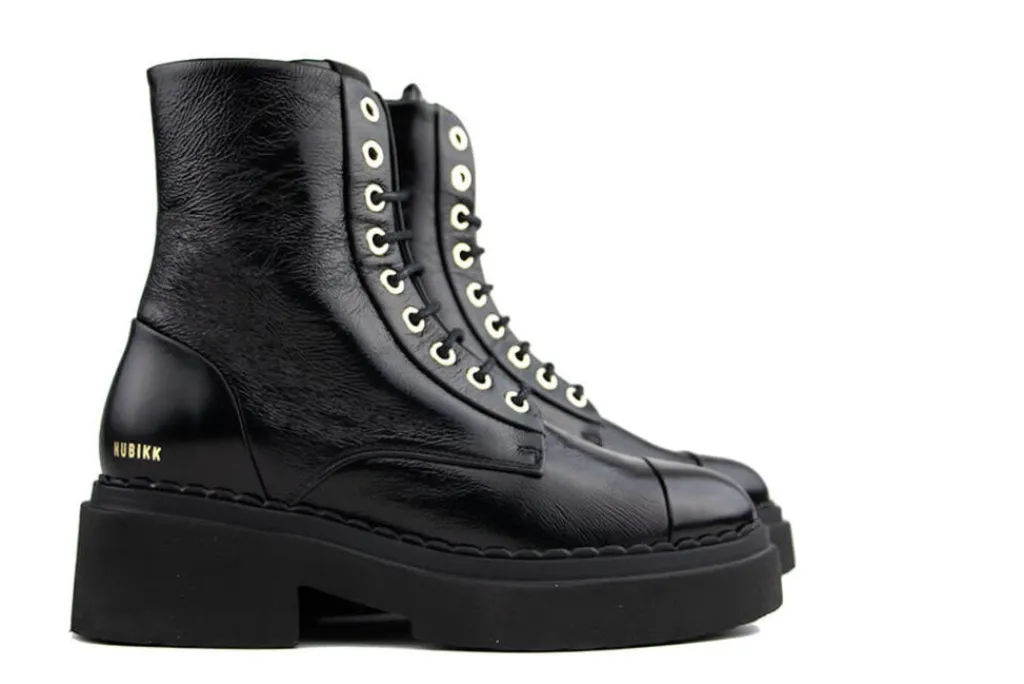 Veterboots En Bikerboots^Nubikk Finn Bowie Black Patent