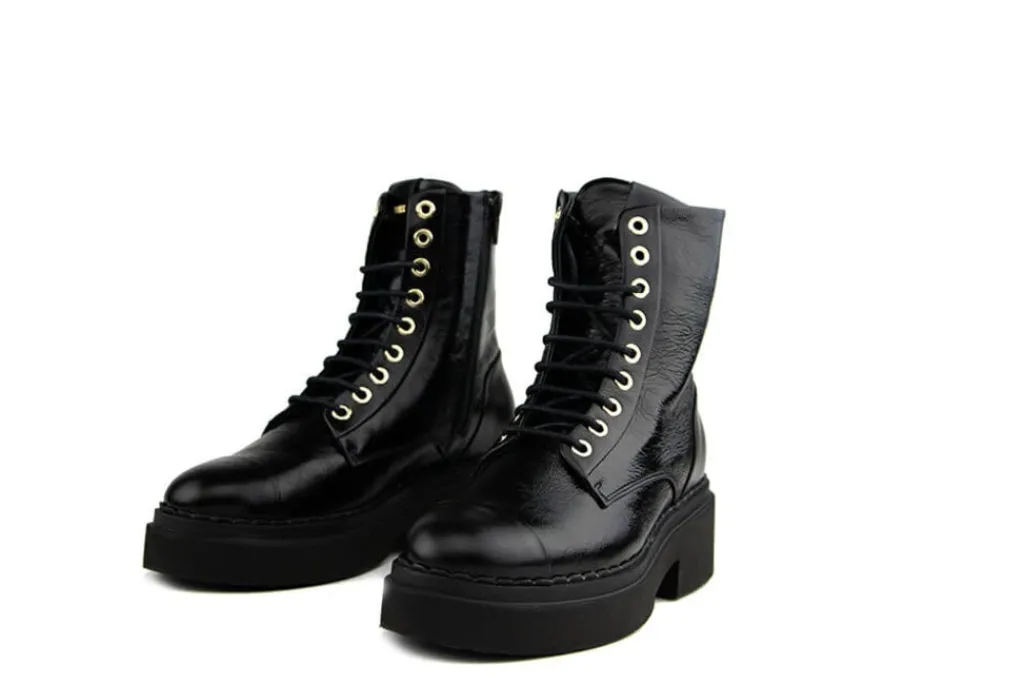 Veterboots En Bikerboots^Nubikk Finn Bowie Black Patent