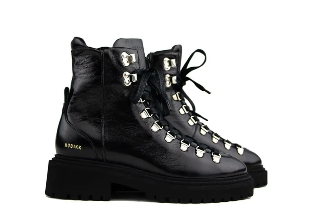 Veterboots En Bikerboots^Nubikk Frankie Mountain Black Patent