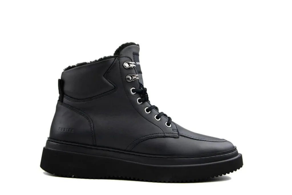 Veterboots En Bikerboot^Nubikk Jonah Polar Fur Black Raven Leather