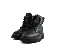 Veterboots En Bikerboot^Nubikk Jonah Polar Fur Black Raven Leather