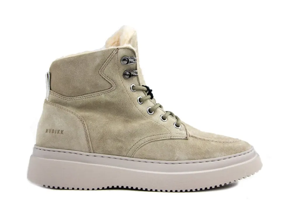 Veterboots En Bikerboot^Nubikk Jonah Polar Fur Taupe Suede