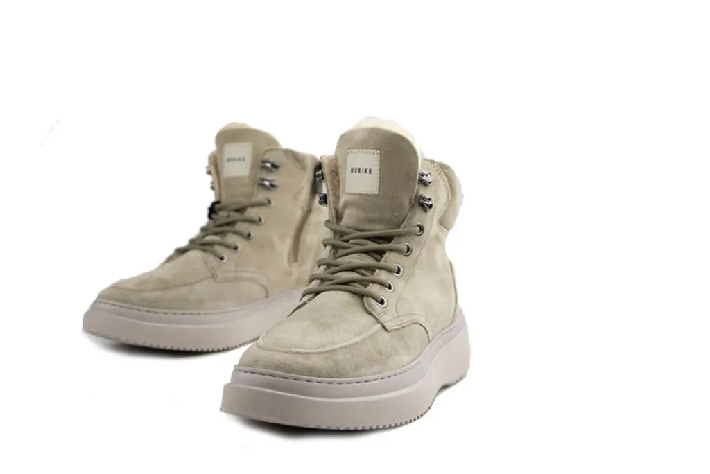Veterboots En Bikerboot^Nubikk Jonah Polar Fur Taupe Suede