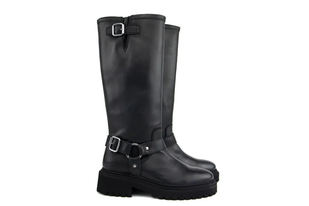 Veterboots En Bikerboots^Nubikk Laarzen Frankie Leva Black Leather