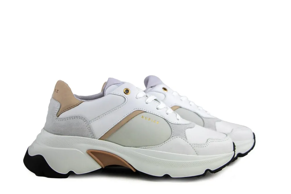 Sneakers^Nubikk Ross Jaden White Leather Taupe
