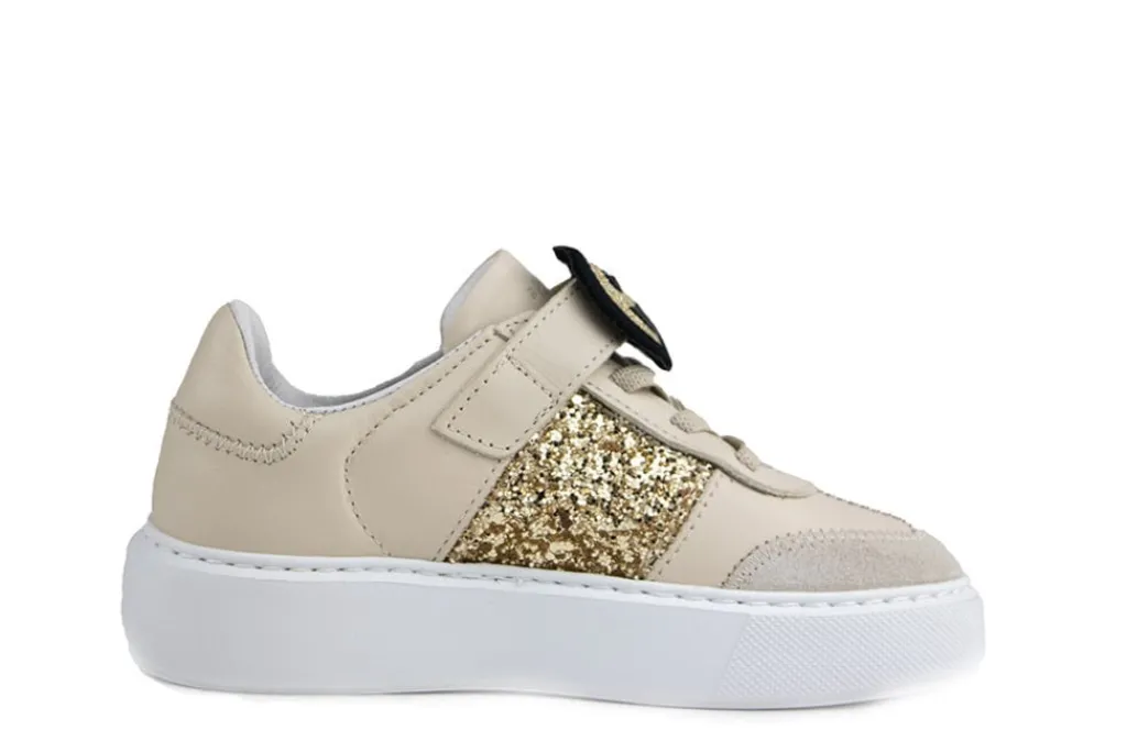 Sneakers^Nubikk Vince Wing K Beige Combi Glitter Gold