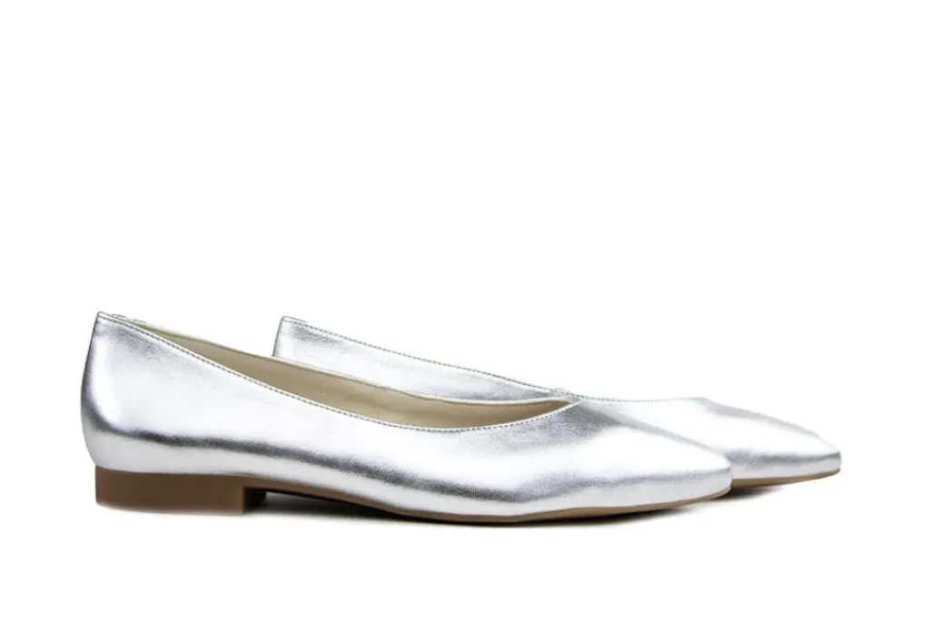 Ballerina's | Loafers / Instappers^Paul Green Ballerina Nappa Metallic Alu Silver