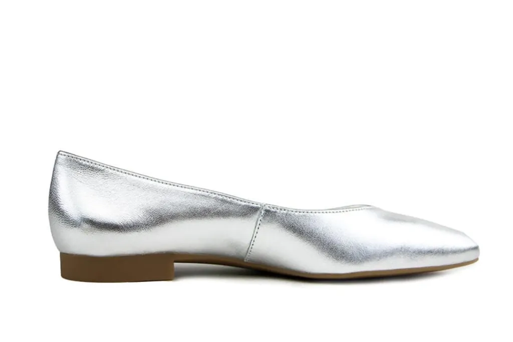 Ballerina's | Loafers / Instappers^Paul Green Ballerina Nappa Metallic Alu Silver