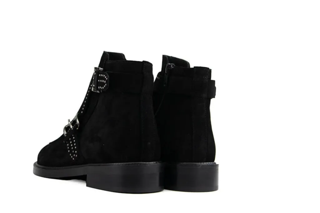 Enkellaarzen^Pertini Enkellaars Black Faraon Studs