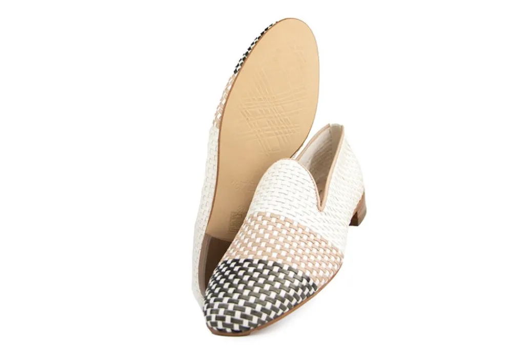 Loafers / Instappers^Pertini Loafer Escalera Bianco Pewter Vlecht