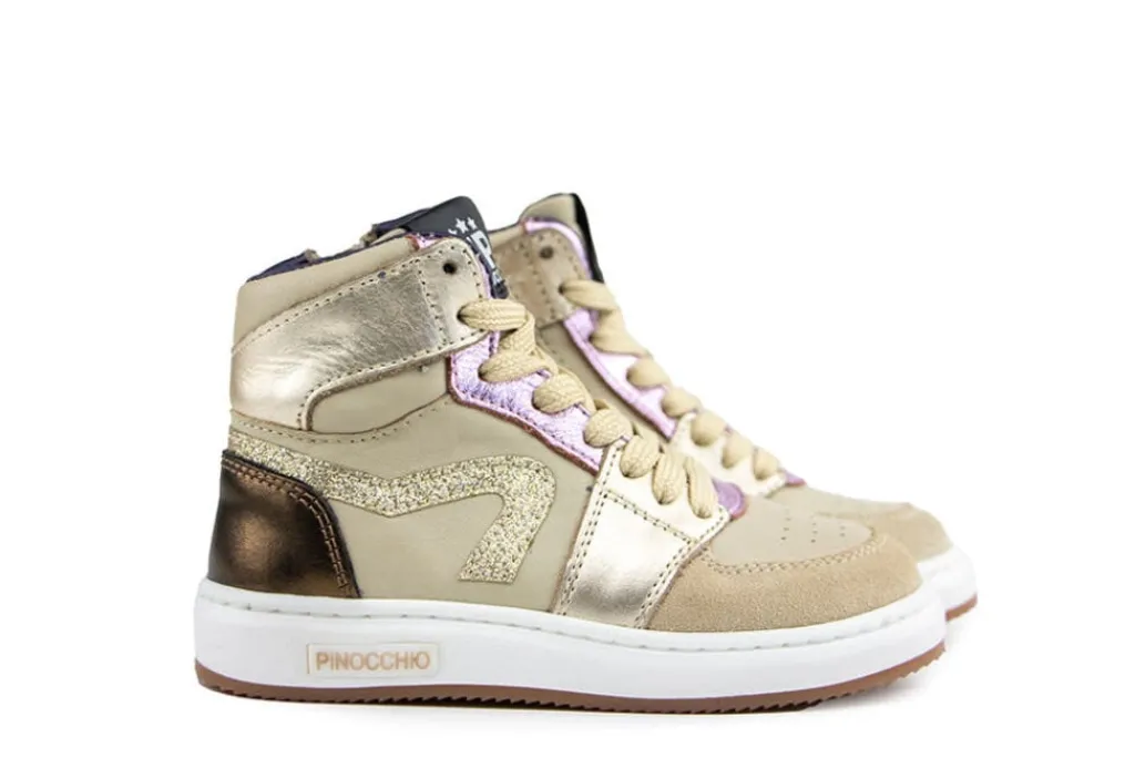 Sneakers^Pinocchio Hoge Sneaker Beige Combi