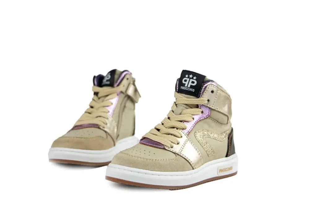 Sneakers^Pinocchio Hoge Sneaker Beige Combi