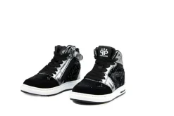 Sneakers^Pinocchio Hoge Sneaker Zwart Zilver