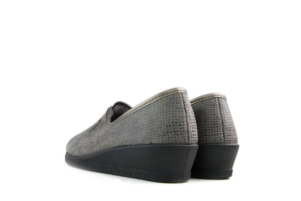 Pantoffels^Rohde Instappers Grijs Linen Print
