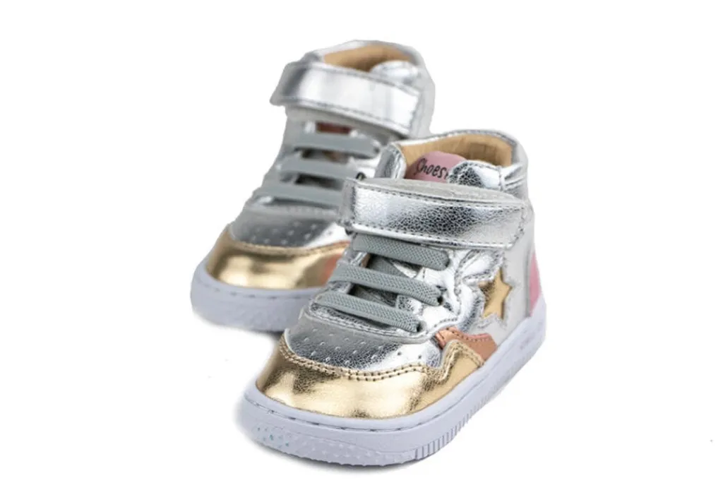 Sneakers^Shoesme Babyproof Sneaker Silver Gold Pink