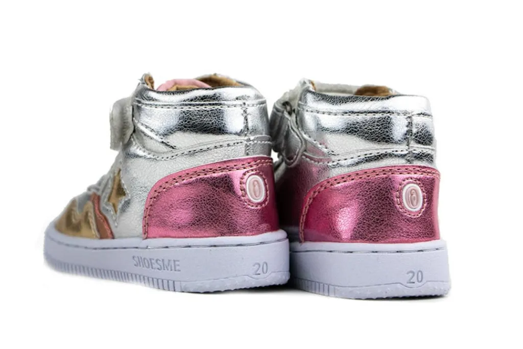 Sneakers^Shoesme Babyproof Sneaker Silver Gold Pink