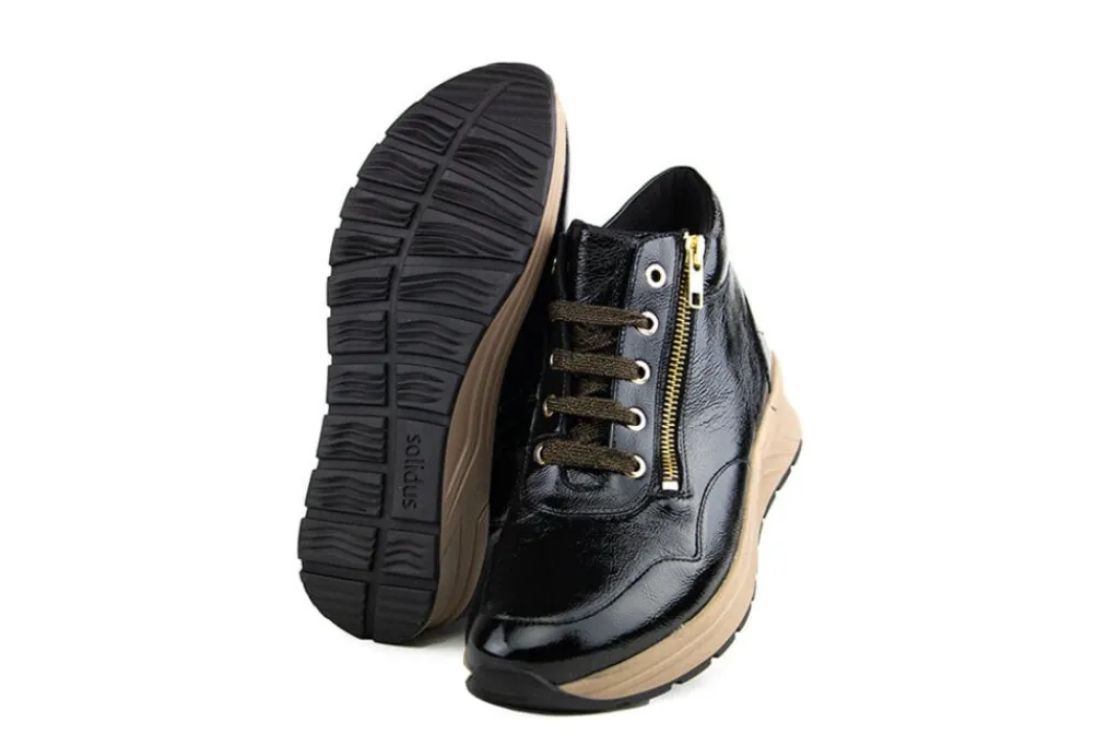 Sneakers | Wijdte K^Solidus Hoge Sneaker Karma Schwarz Lack