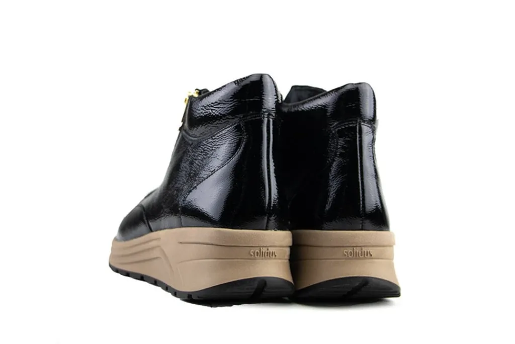 Sneakers | Wijdte K^Solidus Hoge Sneaker Karma Schwarz Lack