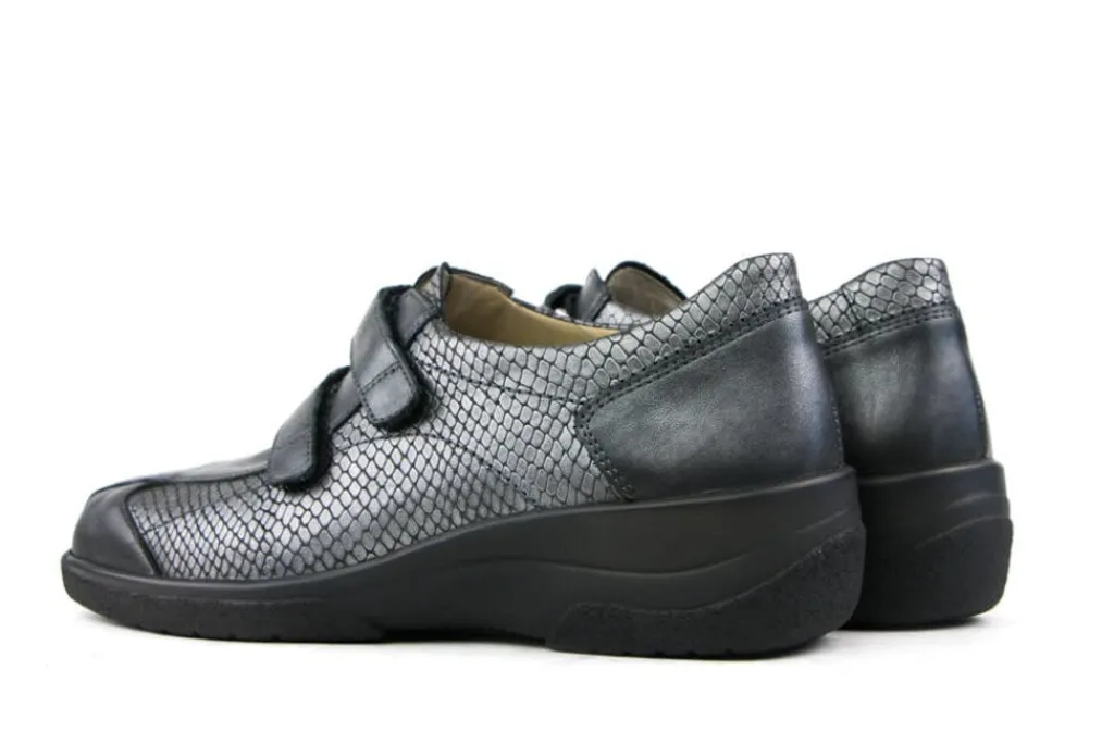 (klitten)bandschoenen | Wijdte J^Solidus Klittenband Hedda Perlato Python Antraciet J