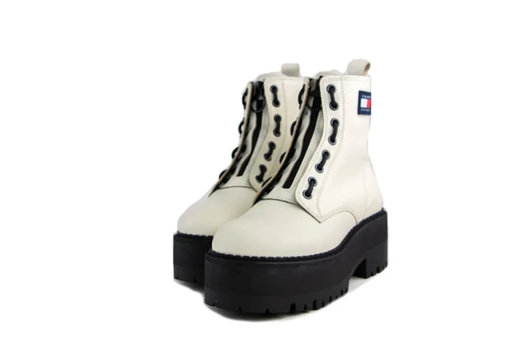 Veterboots En Bikerboots^Tommy Hilfiger Jeans Tammy Higher Zip Up Ivory