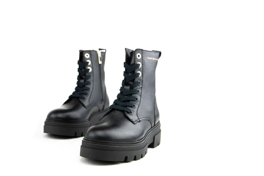 Veterboots En Bikerboots^Tommy Hilfiger Veterboots Bicolor Lace Up Black
